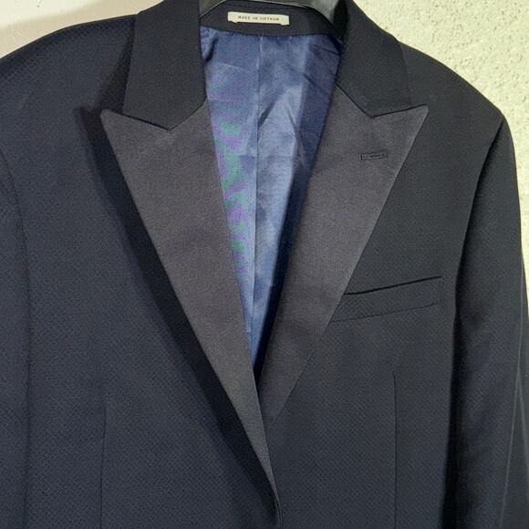 Alfani Men's Slim-Fit Diamond Grid Tuxedo jacket Navy 38R $360 - Picture 4 of 10